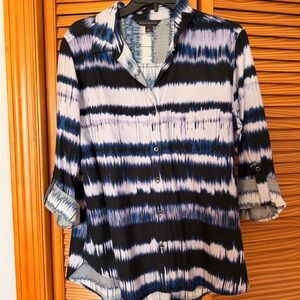 Rock & Republic Blue & Black Tie-Dye Button Down Shirt